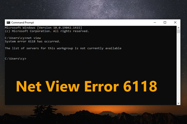 xp net view error 6118