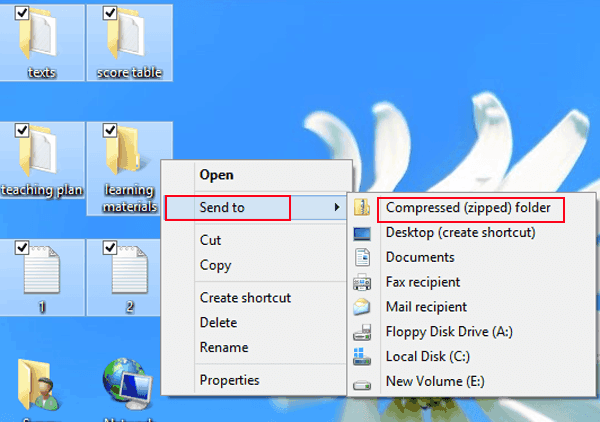 archivo zip en Windows 8.1