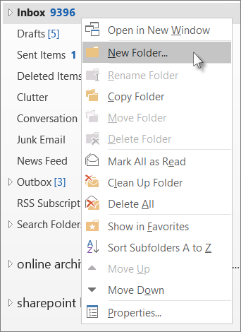 New Folders In Outlook 1 